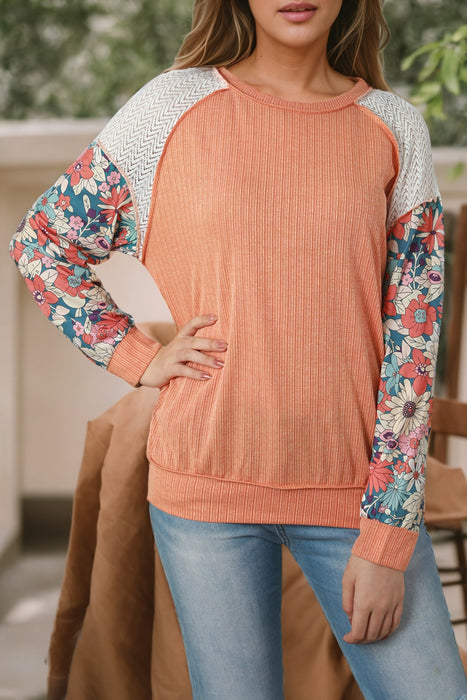 Exposed Seam Round Neck Blouse