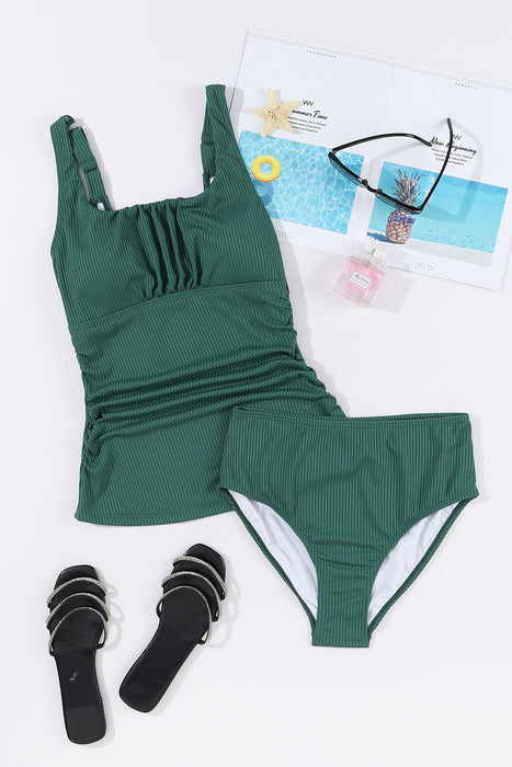 Square Neck Wide Strap Tankini Set