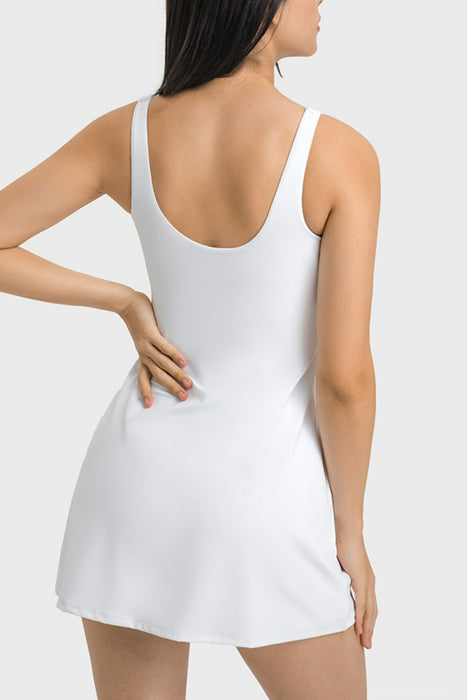 Millennia Square Neck Sports Tank Dress with Full Coverage Bottoms