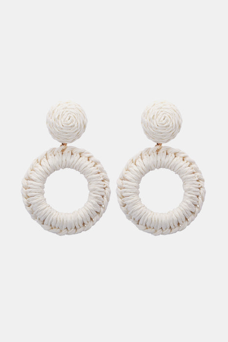 Round Shape Raffia Grass Dangle Earrings