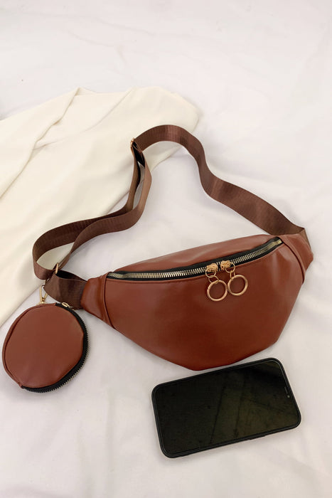 PU Leather Sling Bag with Small Purse