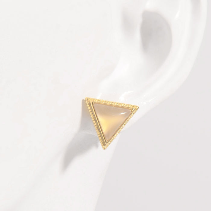 925 Sterling Silver Zircon Triangle Stud Earrings