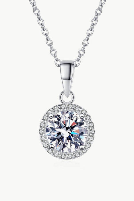 Adored Chance to Charm 1 Carat Moissanite Round Pendant Chain Necklace