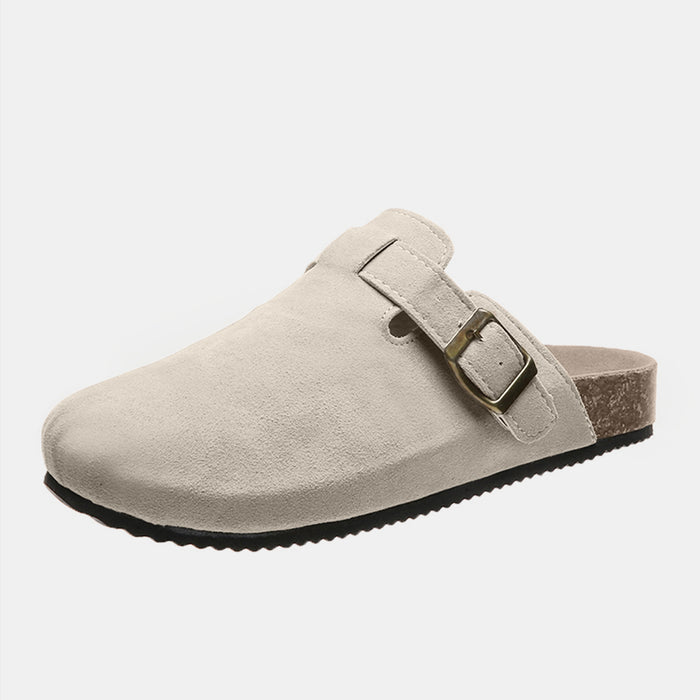 Suede Closed Toe Buckle Slide