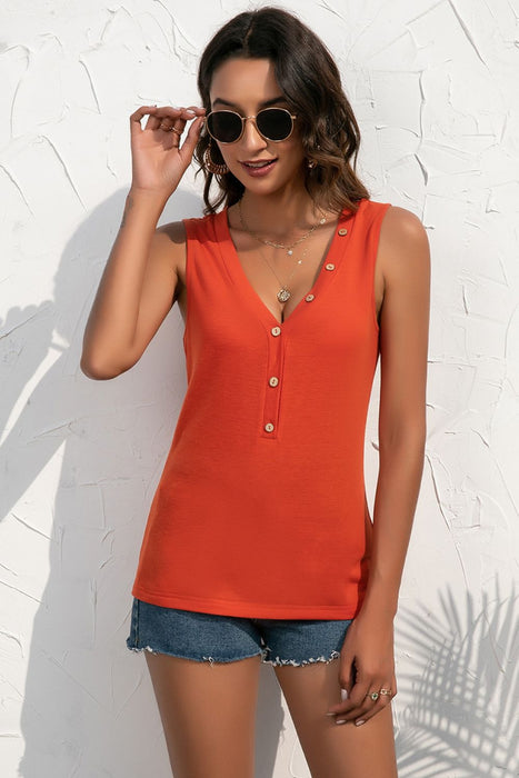 Ivy Lane Buttoned Deep V Tank