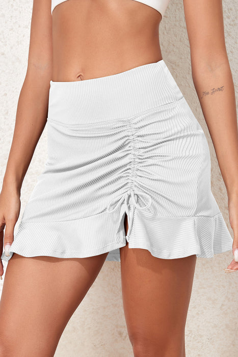 Ruched Elastic Waist Swim Skirt