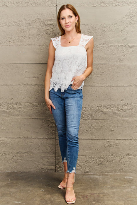 Perfee Lace Detail Square Neck Tank Top