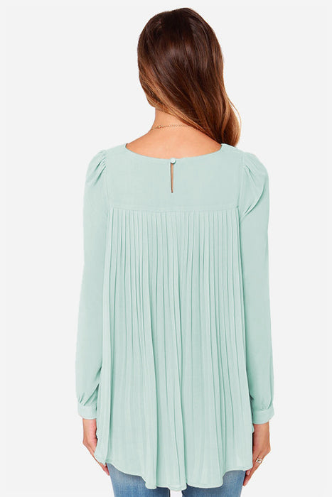 Ivy Lane Full Size Round Neck Back Pleated Blouse