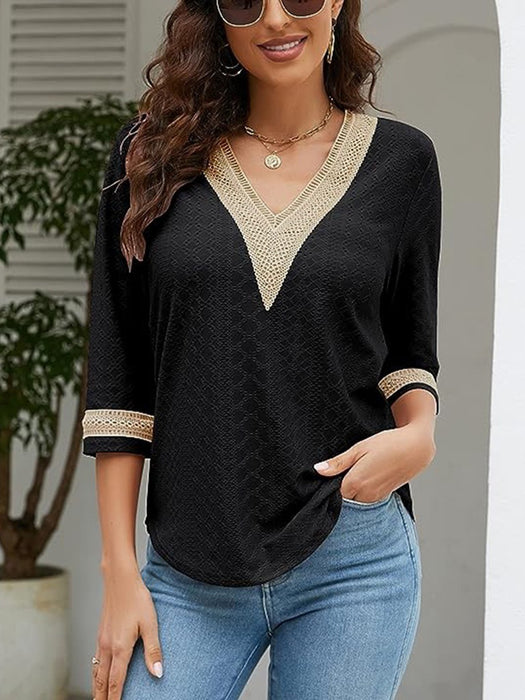 V-Neck Eyelet Blouse