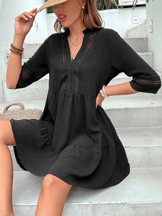 Honey Notched Neck Half Sleeve Dress