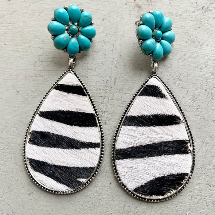 Turquoise Flower Teardrop Earrings