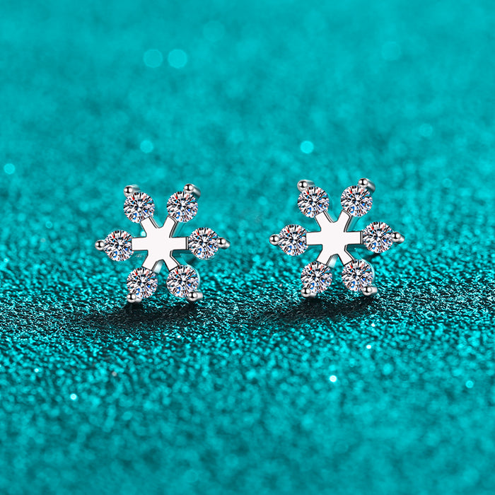 Moissanite 925 Sterling Silver Snowflake Shape Earrings