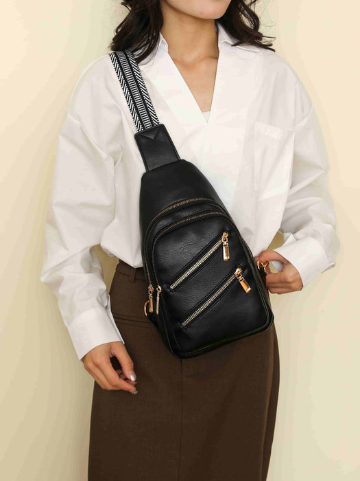 PU Leather Adjustable Strap Sling Bag