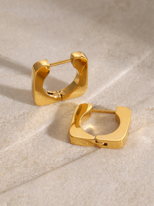 18K Gold-Plated Stainless Steel Square Earrings