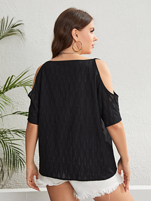 Honey Plus Size Boat Neck Cold-Shoulder Blouse