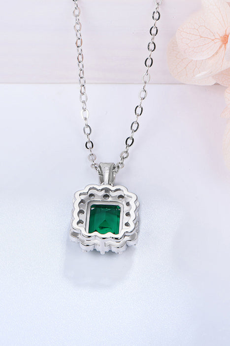 1.5 Carat Lab-Grown Emerald Pendant 925 Sterling Silver Necklace