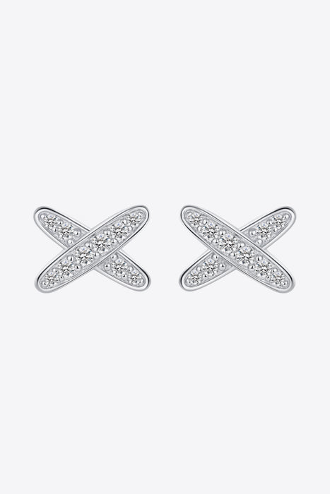 925 Sterling Silver X-Shape Moissanite Earrings