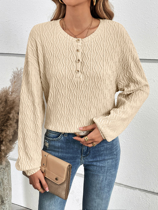 Ivy Lane Half Button Long Sleeve Top