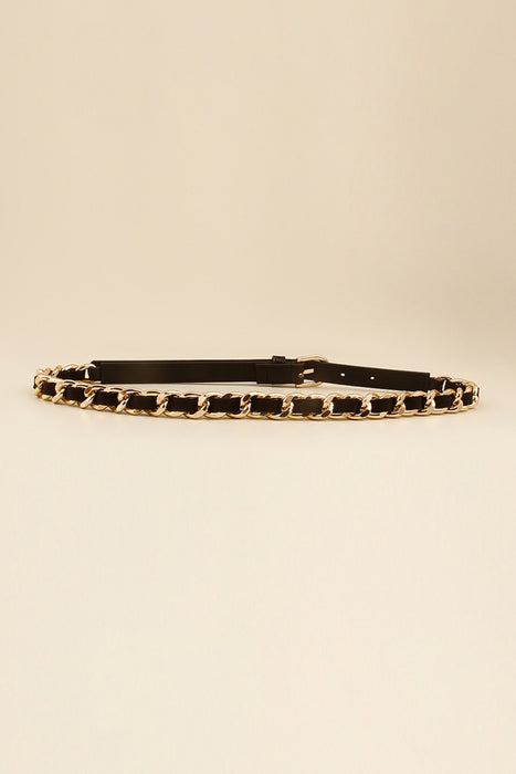 PU Chain Skinny Belt