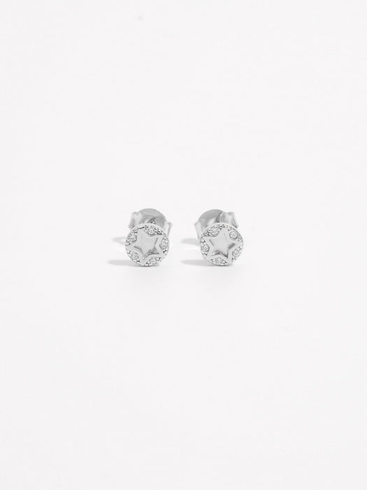 925 Sterling Silver Zircon Star Stud Earrings