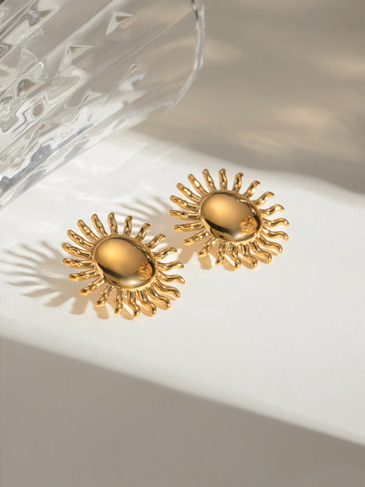 18K Gold-Plated Stainless Steel Sun Stud Earrings