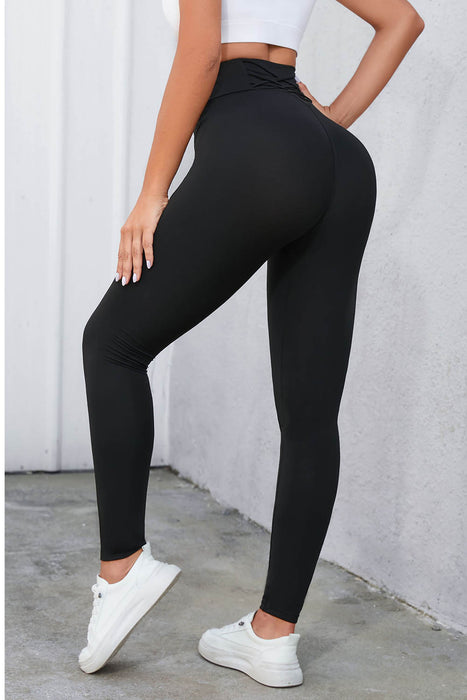 Crisscross Detail Wide Waistband Leggings