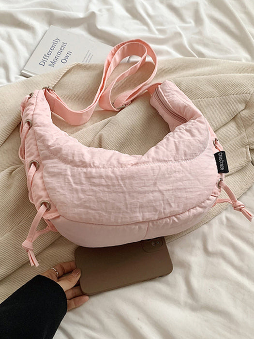 Lace-Up Polyester Crossbody Bag