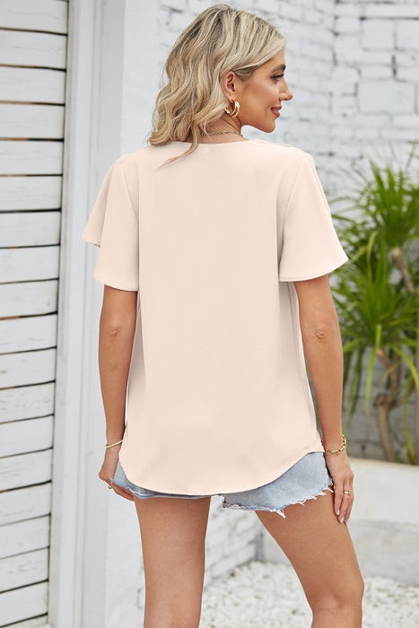 V-Neck Flutter Sleeve Blouse