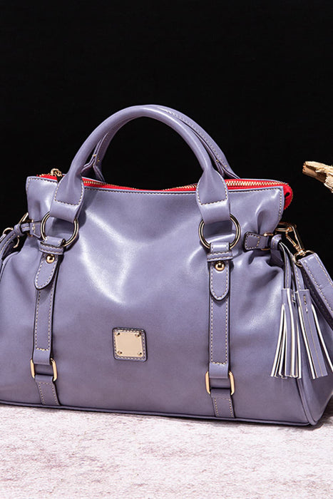 PU Leather Handbag with Tassels