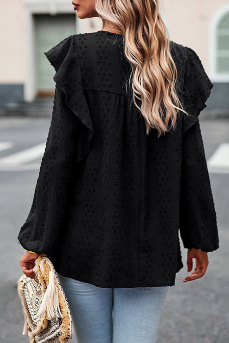 Round Neck Ruffled Blouse