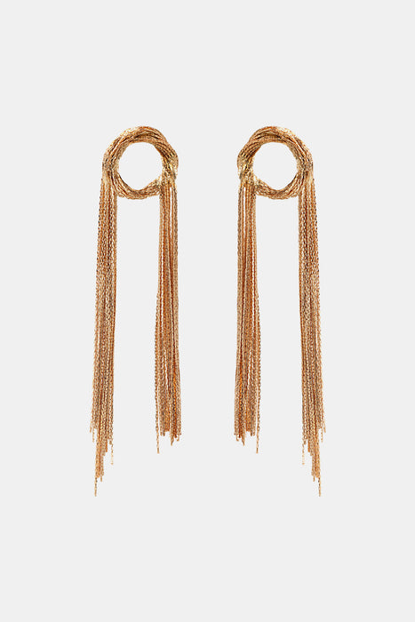 Round Shape Fringed Copper Earrings