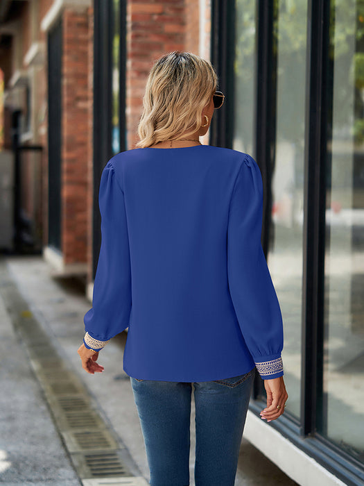 V-Neck Long Sleeve Blouse