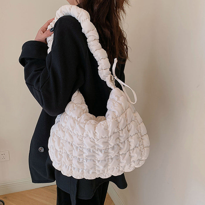 Drawstring Adjustable Strap Quilted Shoulder Bag