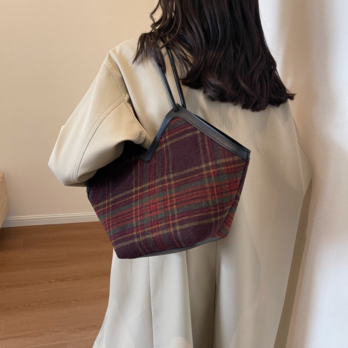 Plaid Print Tote Bag