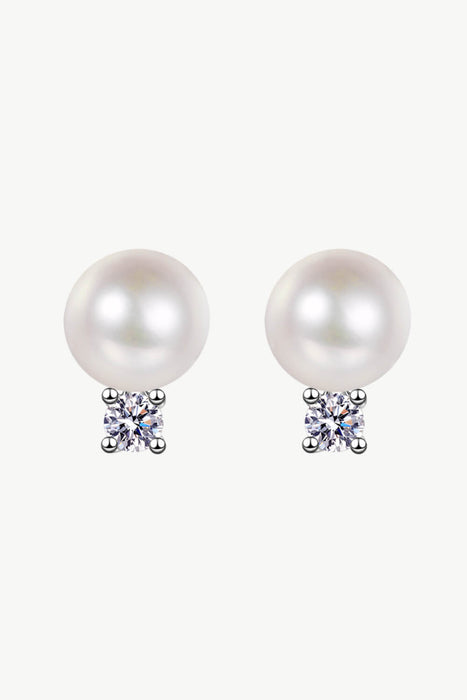 Moissanite Pearl Stud Earrings