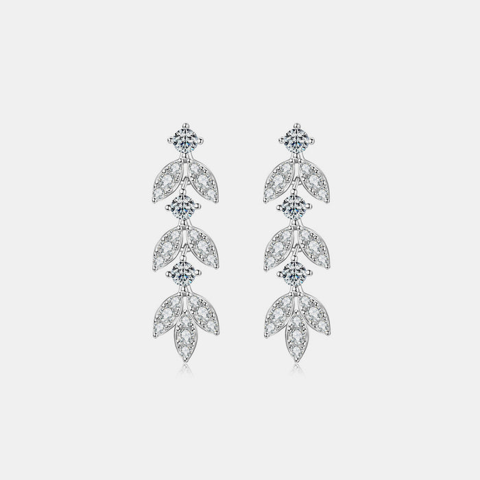 925 Sterling Silver Moissanite Leaf Earrings