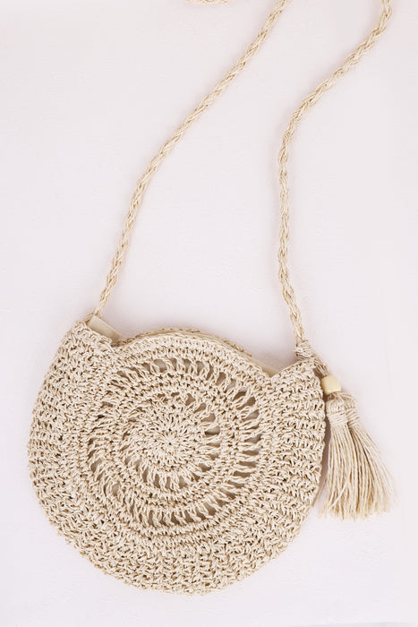 Tassel Straw Braided Strap Shoulder Bag