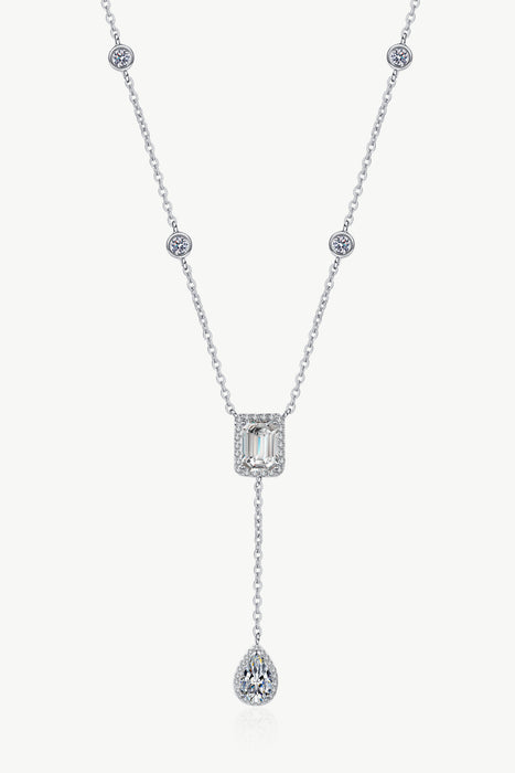 3 Carat 925 Sterling Silver Double Drop Pendant Necklace