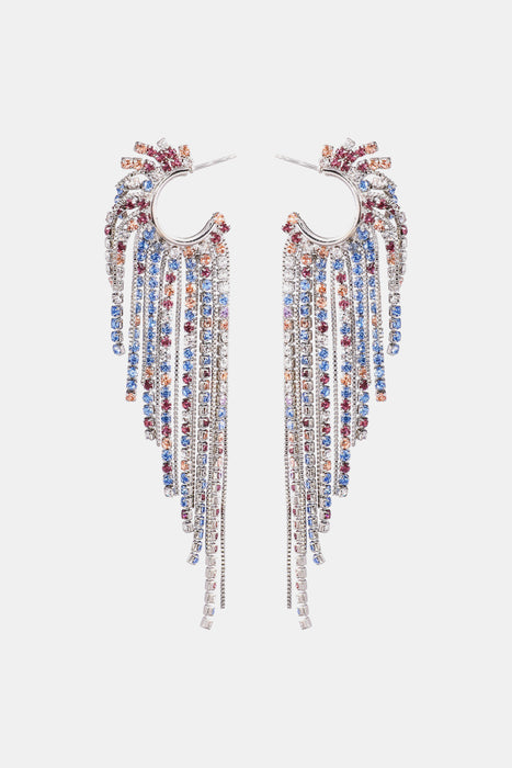 Fringed Rhinestone Zinc Alloy Dangle Earrings