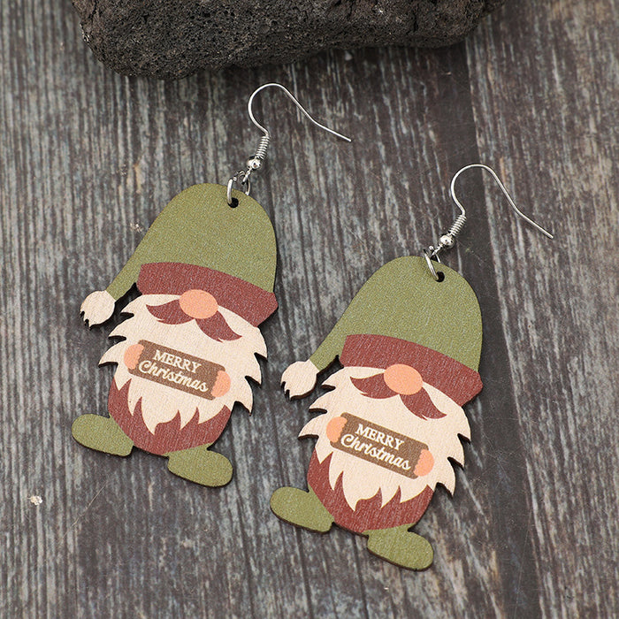 Wooden Gnome Dangle Earrings