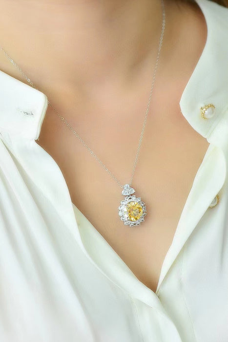 5 Carat Yellow Moissanite Pendant Necklace