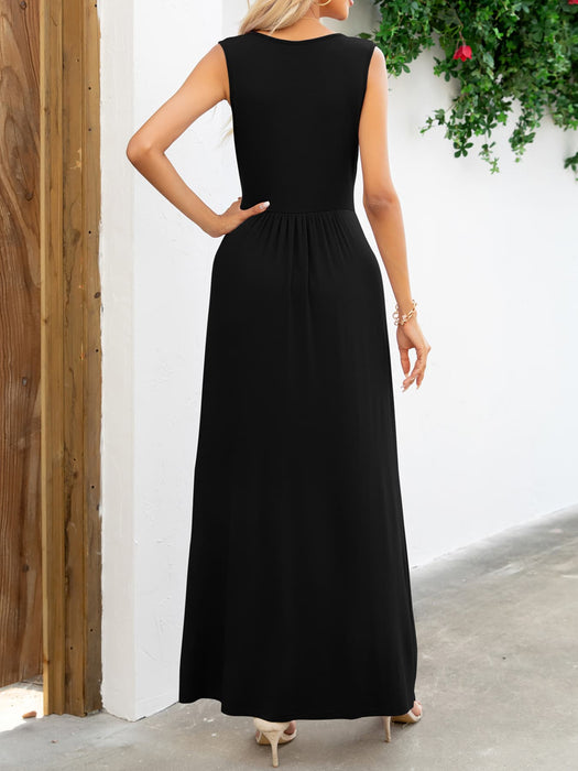 Surplice Neck Sleeveless Maxi Dress