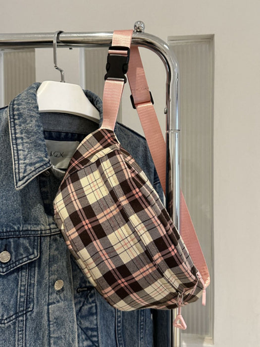 Plaid Adjustable Strap Crossbody Bag