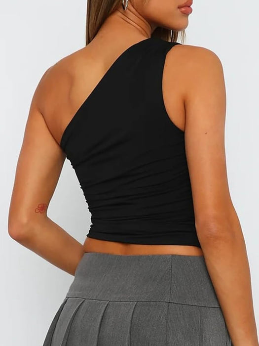 Mandy Ruched One Shoulder Tank