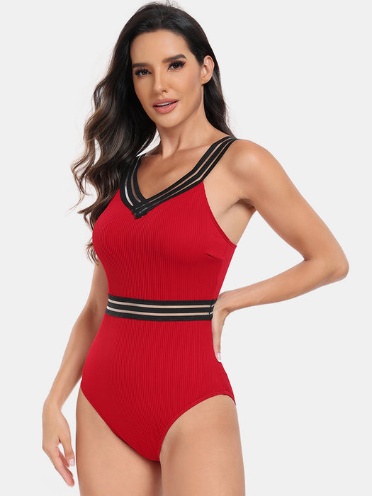 V-Neck One-Piece Swimwear