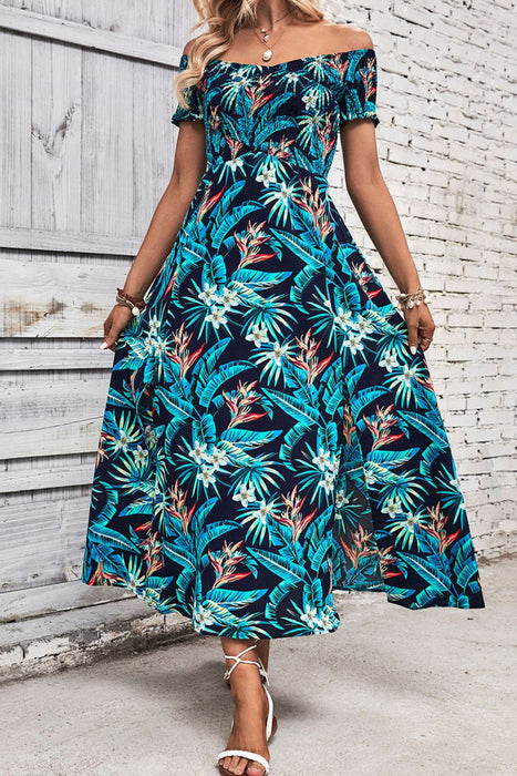 Perfee Floral Off-Shoulder Slit Dress