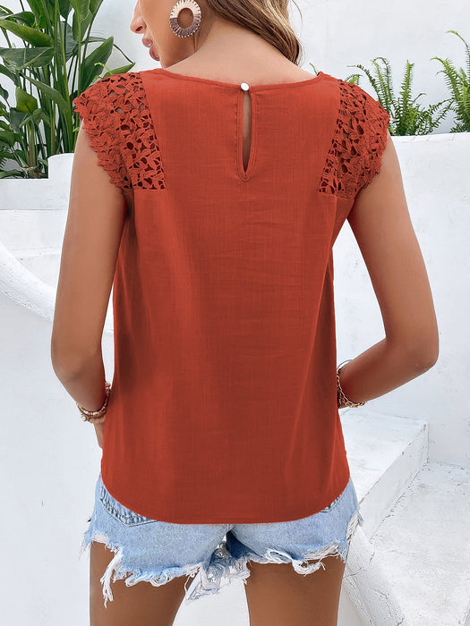 Honey Spliced Lace Cap Sleeve Top