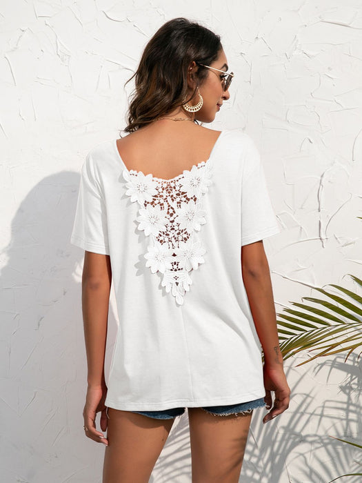 Ivy Lane Lace Trim Short Sleeve Top