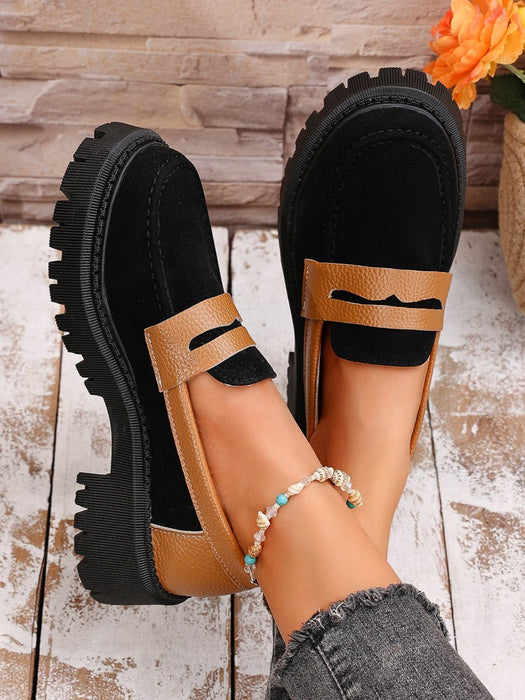 Contrast Suede Platform Loafers