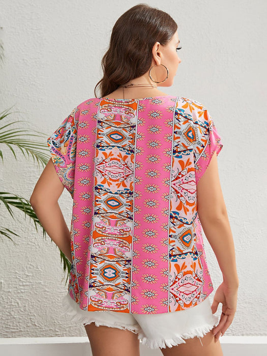 Honey Plus Size Printed Round Neck Blouse